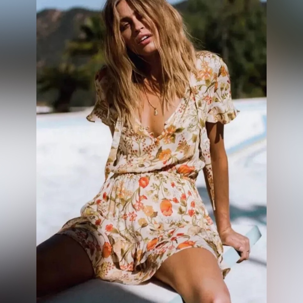 Spell Sayulita Frill MinI Dress Sunflower, Size Medium